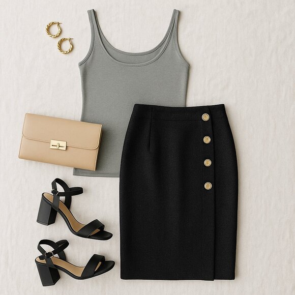 St John Wool Blend Metallic Knit Tank Top Silver Gray Scoop Neck Size M - Picture 3 of 6